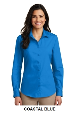 Port Authority Ladies Long Sleeve Carefree Poplin Shirt.  PORT A.  LW100